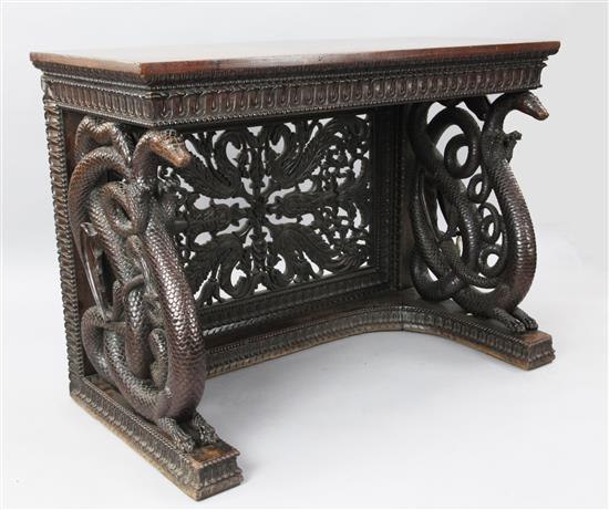 An early 19th century Anglo Indian rosewood console table, W.4ft 2in. D.2ft H.2ft 11in.